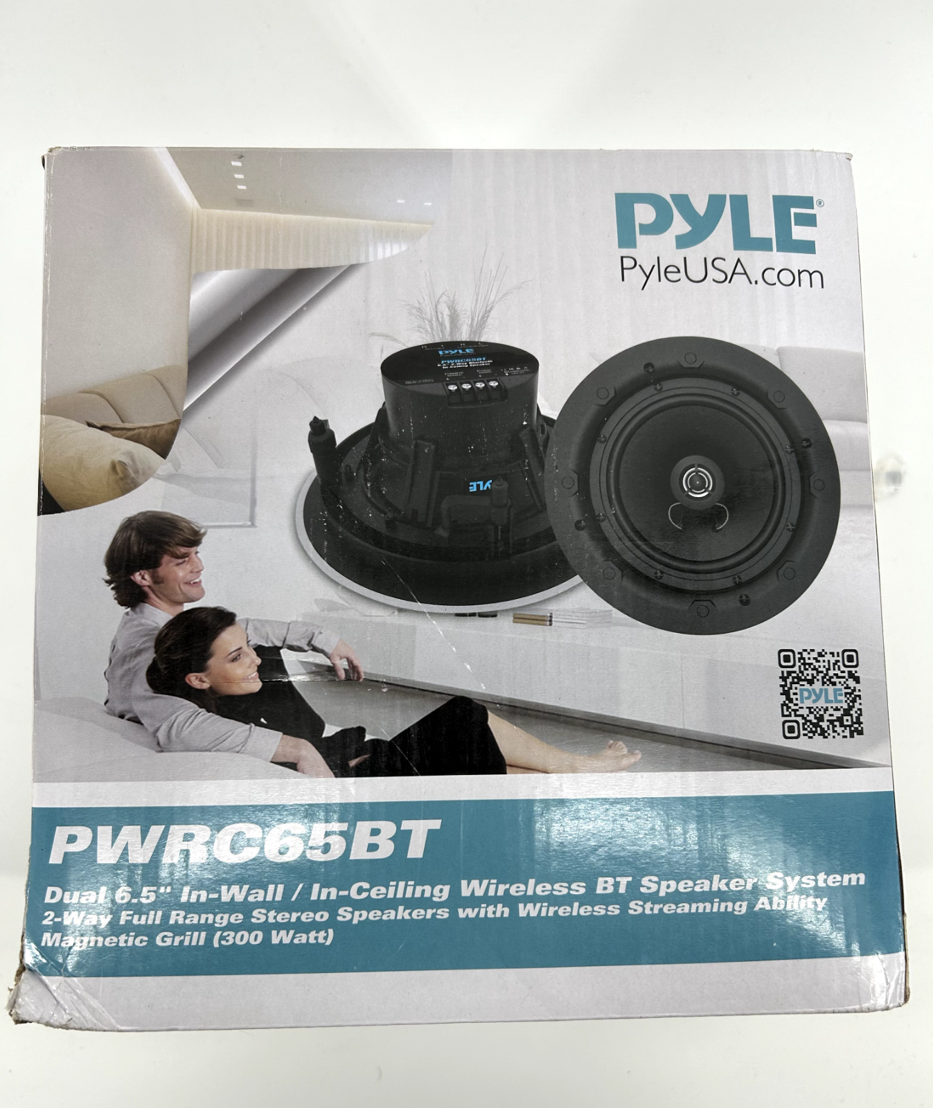 Pyle Ceiling and Wall Mount Speaker - Wireless Bluetooth 6.5" 2-Way Audio 300W