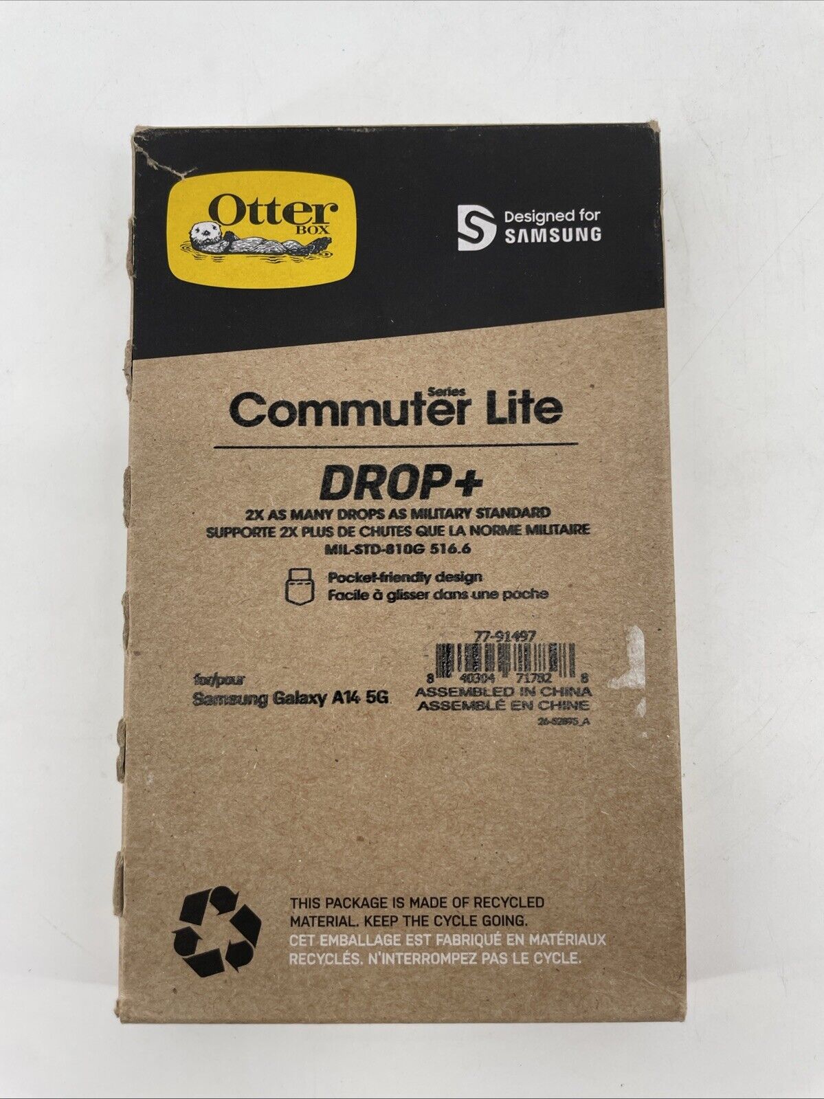 OtterBox Case for Samsung Galaxy A14 5G - Black Hard Cover Commuter Lite Series