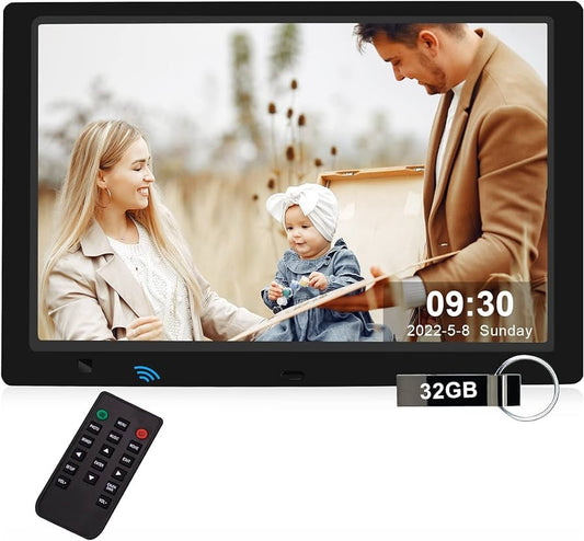 10.1 Inch Digital Picture Frame with 32GB USB Flash Drive, KECAG 1920x1080 HD