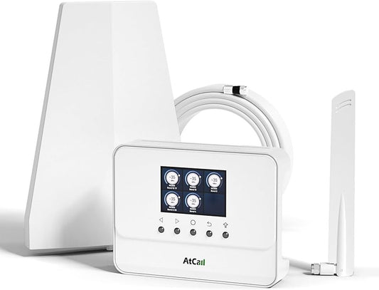 Atcall Cell Phone Booster for Home, Up to 3,000 Sq. Ft, Smart LCD Monitor Signal