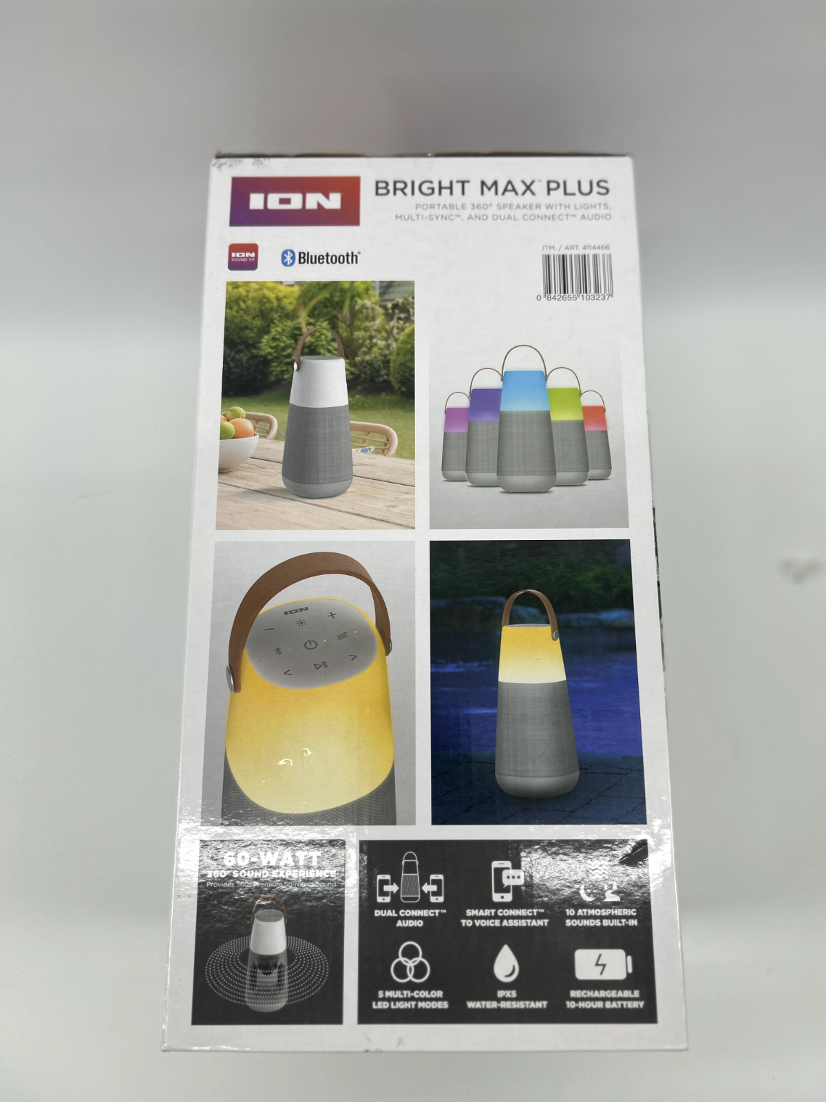 ION Audio Bright Max Indoor Outdoor 360 Sound Wireless Bluetooth Speaker White