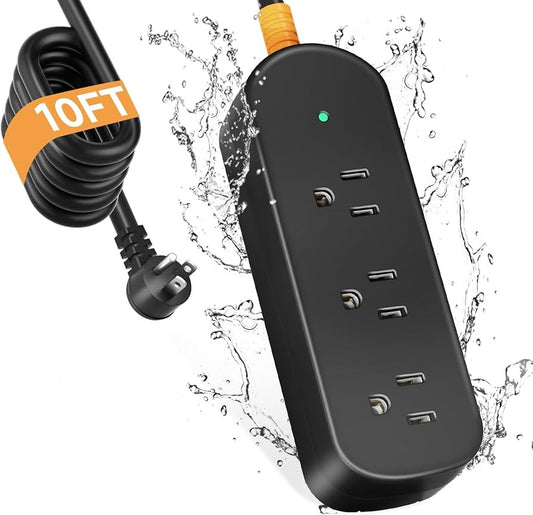Outdoor Surge Protector Power Strip Weatherproof, 3 FT Extension Cord Outdoor