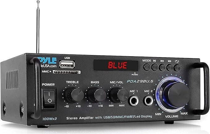 Pyle PDA29BU Wireless Bluetooth Home Stereo Power Amplifier w/ Manual