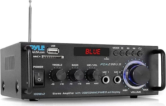 Pyle PDA29BU Wireless Bluetooth Home Stereo Power Amplifier w/ Manual