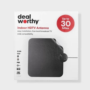 Indoor HDTV Antenna - 30-Mile Range - dealworthy Black