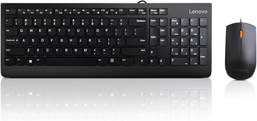 Lenovo 300 USB Keyboard & Mouse Combo – Full-Size Wired Setup, Durable