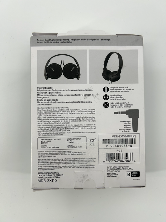 Sony MDRZX110 Monitor Headphones - Black