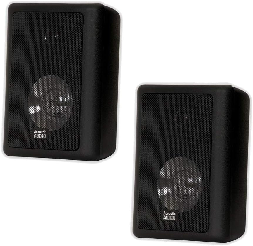 Acoustic Audio 151B Indoor Outdoor 2 Way Speakers 600 Watt Black Pair