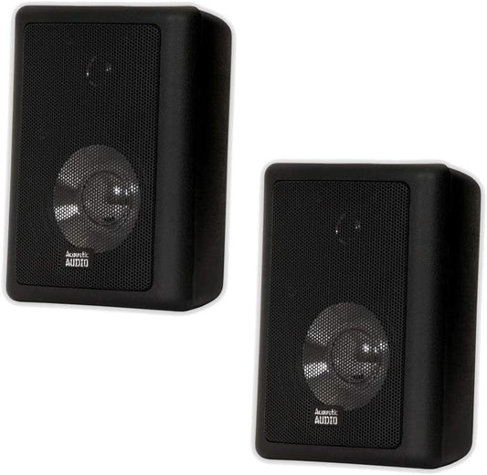 Acoustic Audio 151B Indoor Outdoor 2 Way Speakers 600 Watt Black Pair