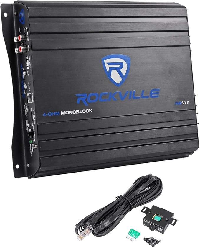 Rockville RVA600.1 Mono Car Amplifier, 1200W Peak, 200W Dyno-Certified RMS