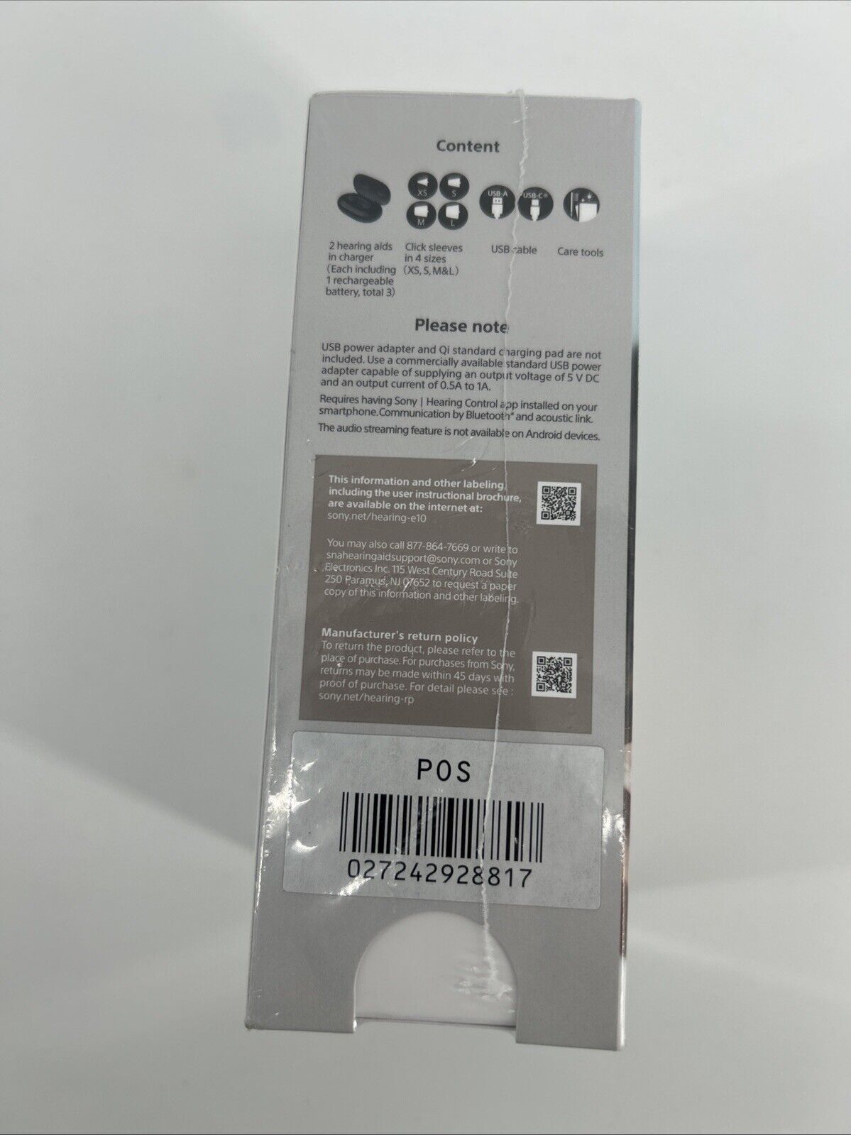 Sony CRE-E10 Self-Fitting OTC Hearing Aids -FDA Approved - Factory Sealed