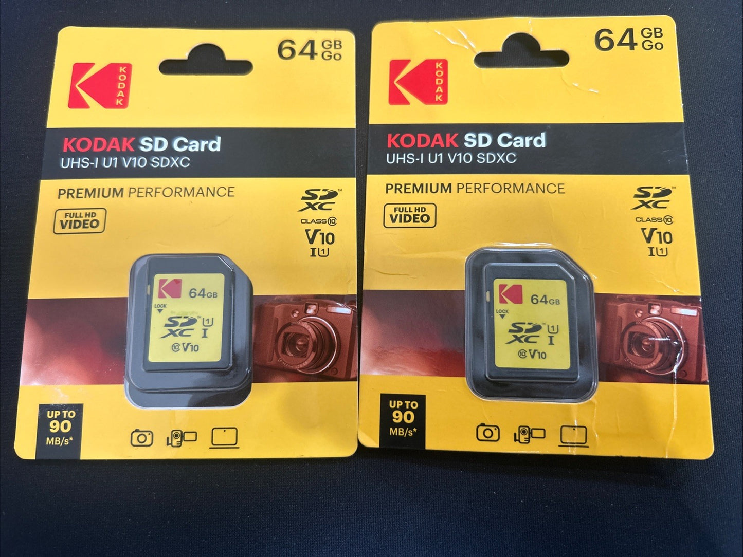 2 x Kodak 64GB Class 10 UHS-I U1 SDXC Memory Card Open Box