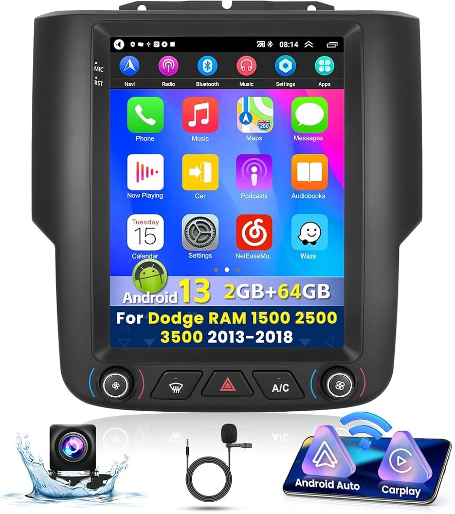 2+64G Hikity Android 13 Car Stereo for Dodge RAM 1500 2500 3500 2013-2018