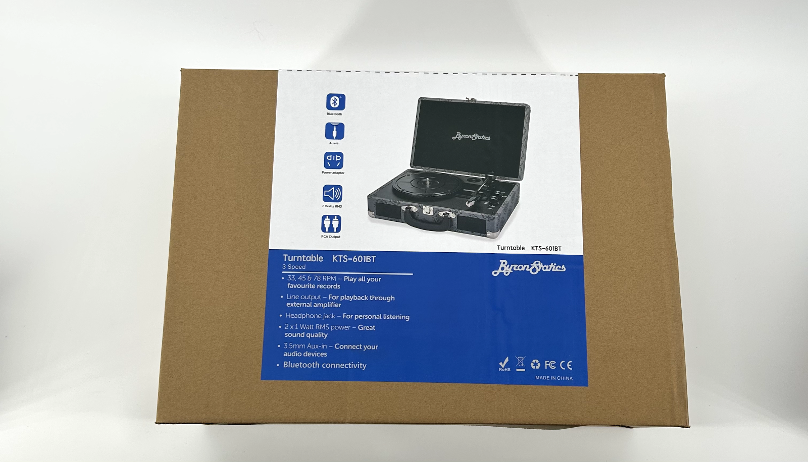 Byron statics record player Classic Turntable Model KTS-601BT