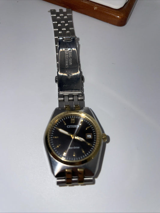 Broken Citizen Women's Watch EW2299-50E Eco Drive Black Dial Two Tone Steel