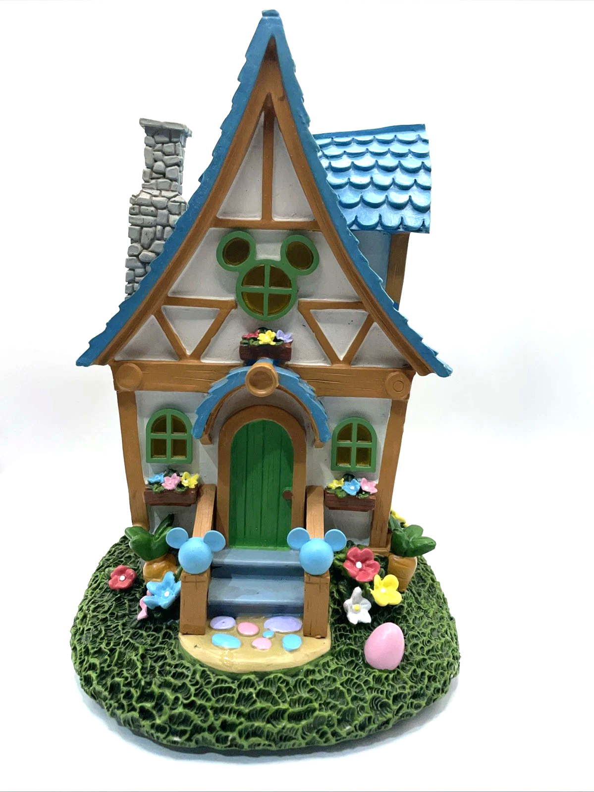 Disney Spring Village Blue House From 13 Piece Set Missing Bottom Battery Cover