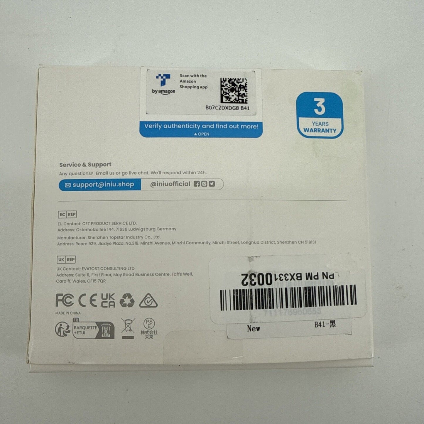 INIU BI-B1 10000mAh Power Bank - Black