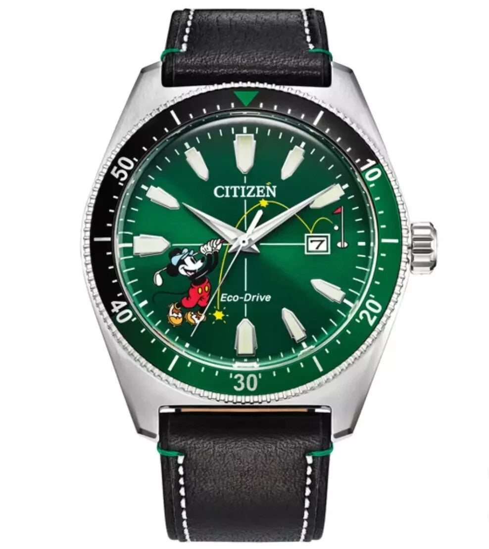 Citizen Eco Drive Disney Mickey Golf Stainless Steel Quartz Men's Watch