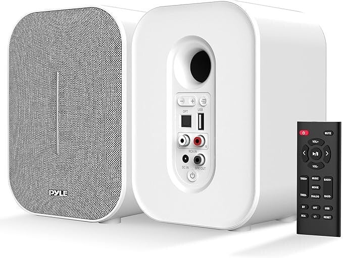 2x PyleHome PBKST33 50W Max Power Desktop Bluetooth Bookshelf Speakers