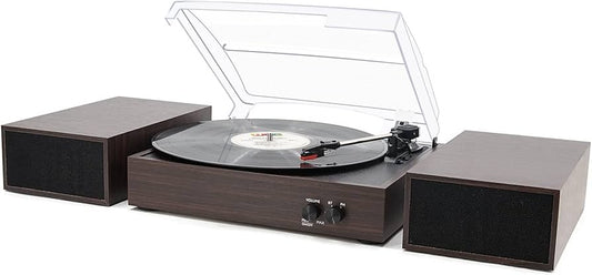LP&No.1 Wireless Turntable with Stereo Bookshelf Speakers, Retro Record Player