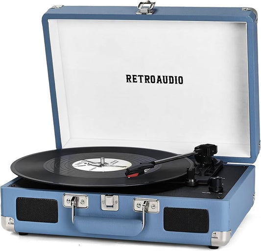 Vinyl Record Player Bluetooth Vintage Portable Suitcase Turntable with Built-in