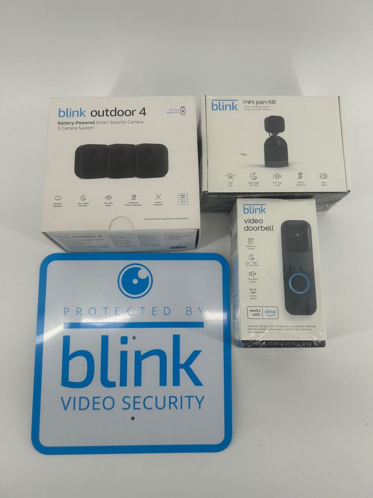 Blink Smart Home Security System - Outfoor 4 - Video Doorbell - Mini Pan Tilt