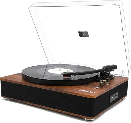 LP&NO.1 Record Player Turntable with Built-in Speakers and USB Play&Recording
