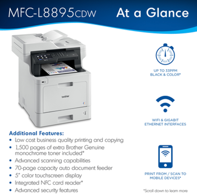 Brother Business Color Laser All-In-One Printer MFC-L8895CDW