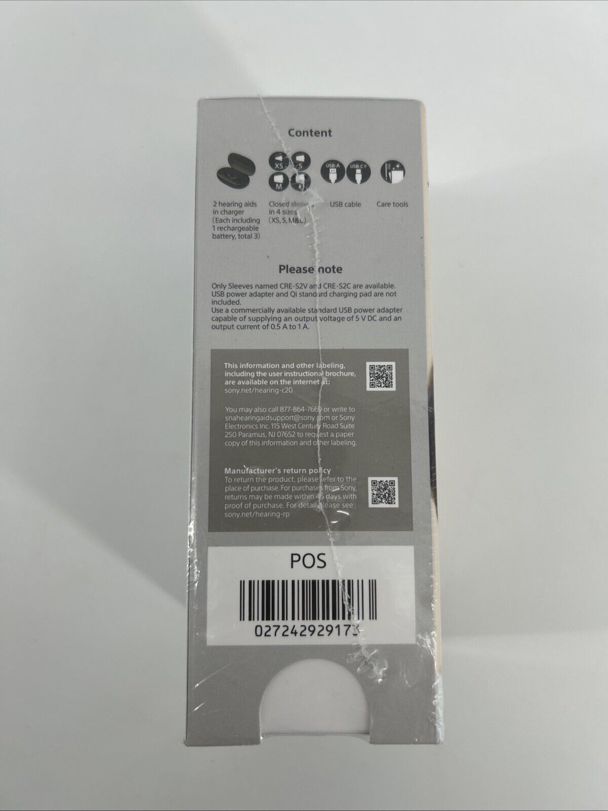 Sony CRE-C20 Self-Fitting OTC Hearing Aids - FDA Approved - Factory Sealed