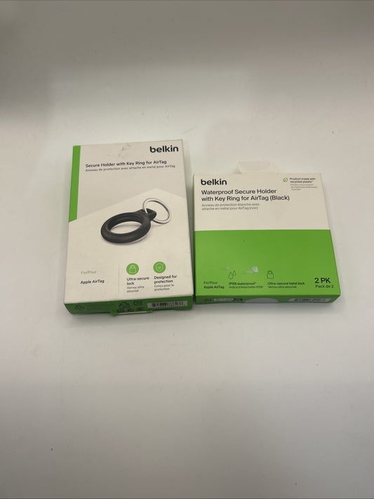 Belkin AirTag Secure Holder w 2 Pack Of Waterproof AirTag Secure Holders