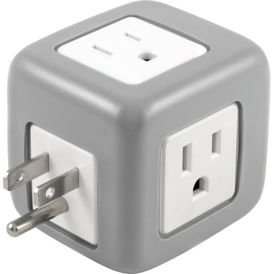 Philips 3-Outlet Grounded Cube Tap with Surge Protection - Gray