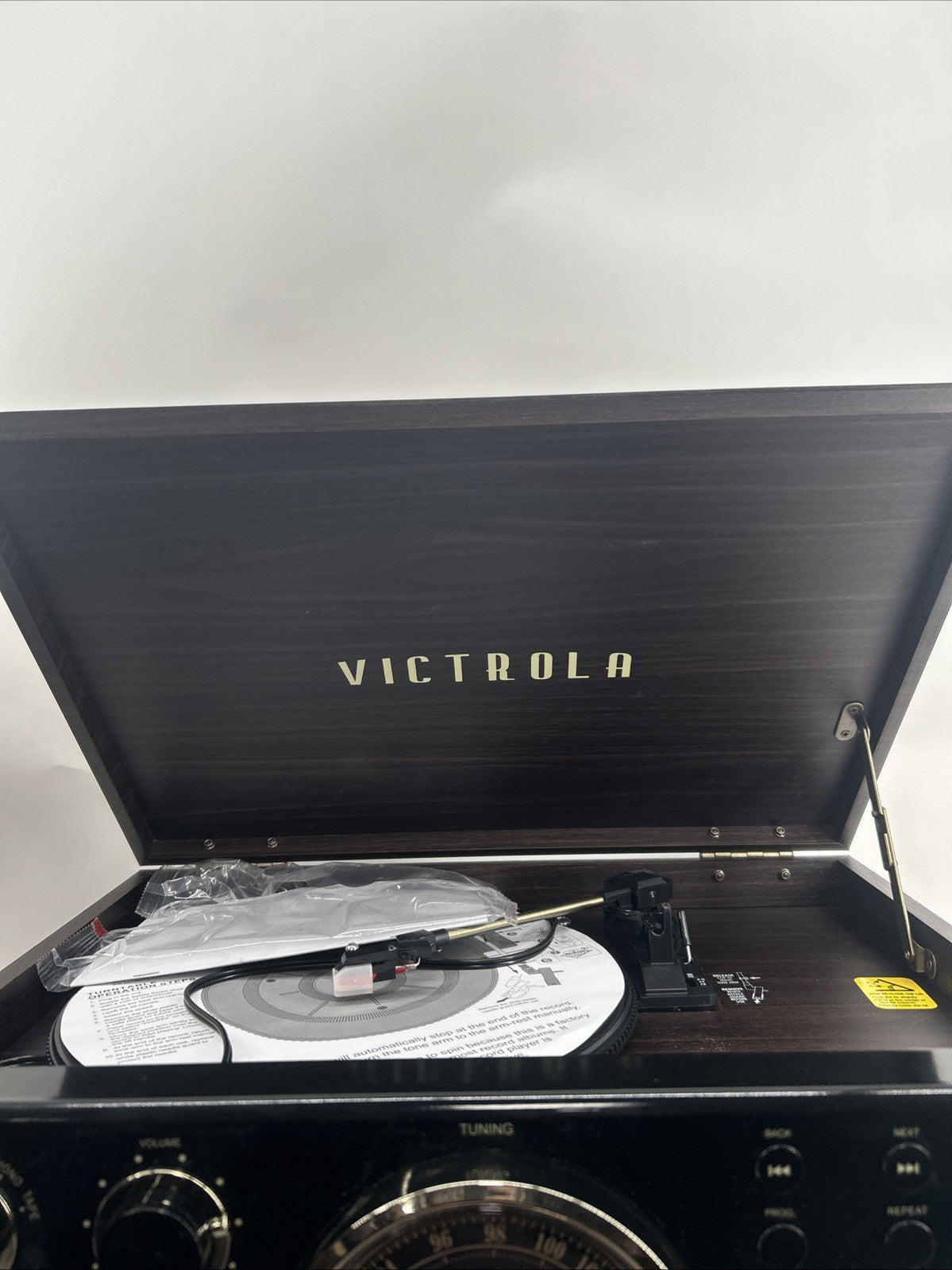 Victrola VTA-370B 7-in-1 Wood Bluetooth Retro 3-speed Record Player - See Descri