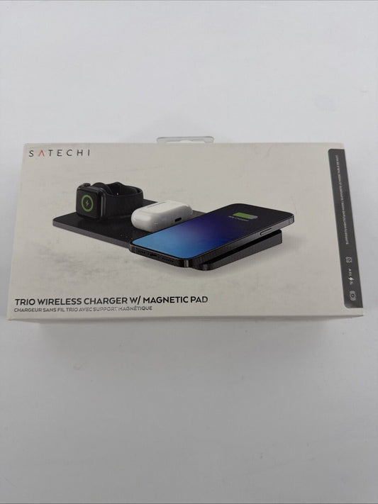 SATECHI Trio Wireless Charger With Magnetic Pad - Black (ST-X3TWCPM)