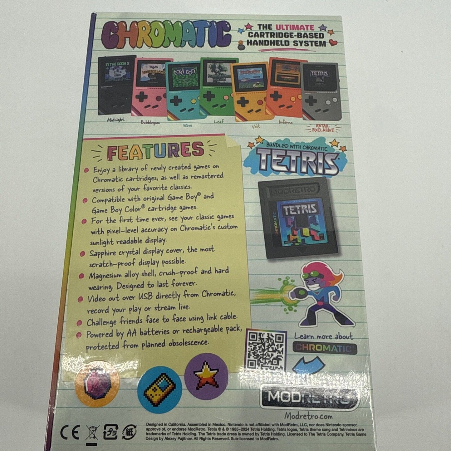 Modretro Chromatic 1st Edition Bundled with Chromatic Tetris Factory Sealed