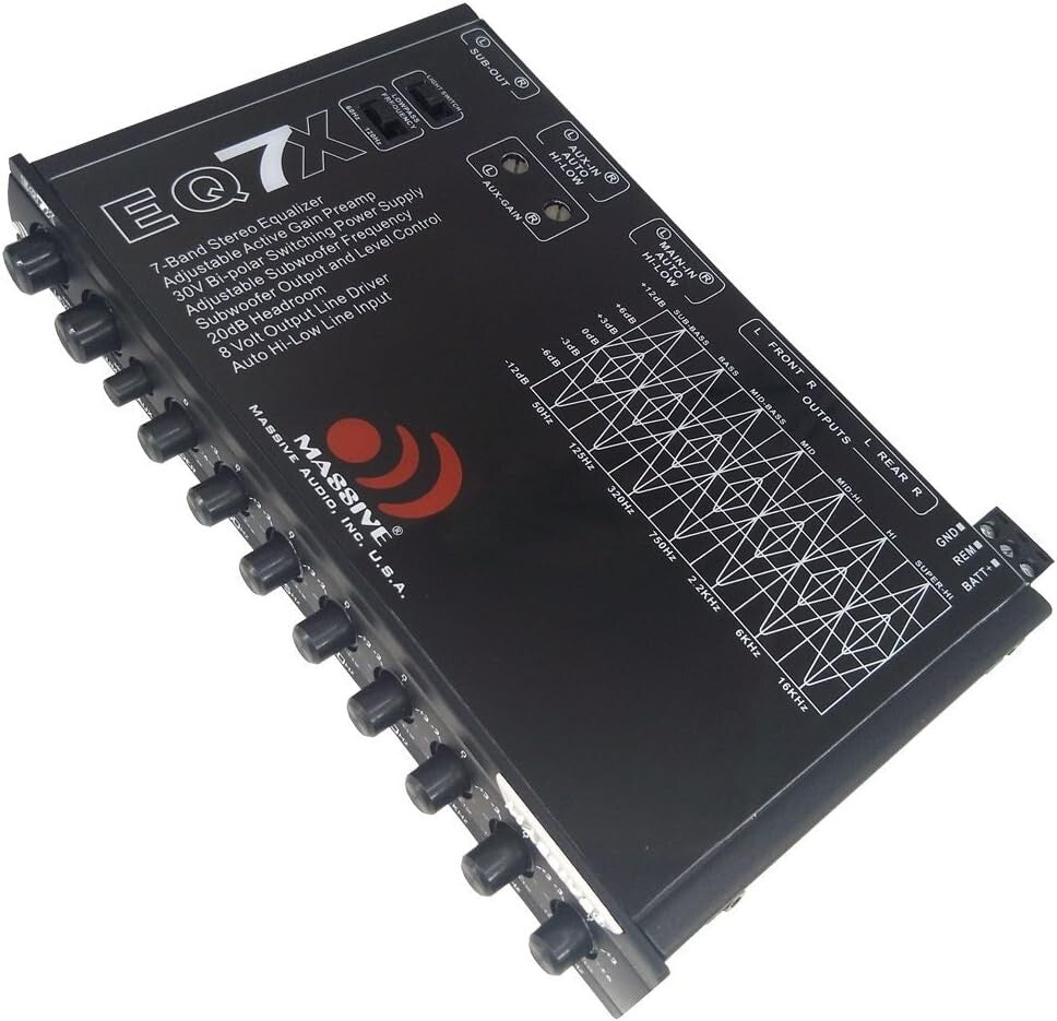 Massive Audio EQ7X 7-band In-dash Graphic Equalizer with 8V Line Driver