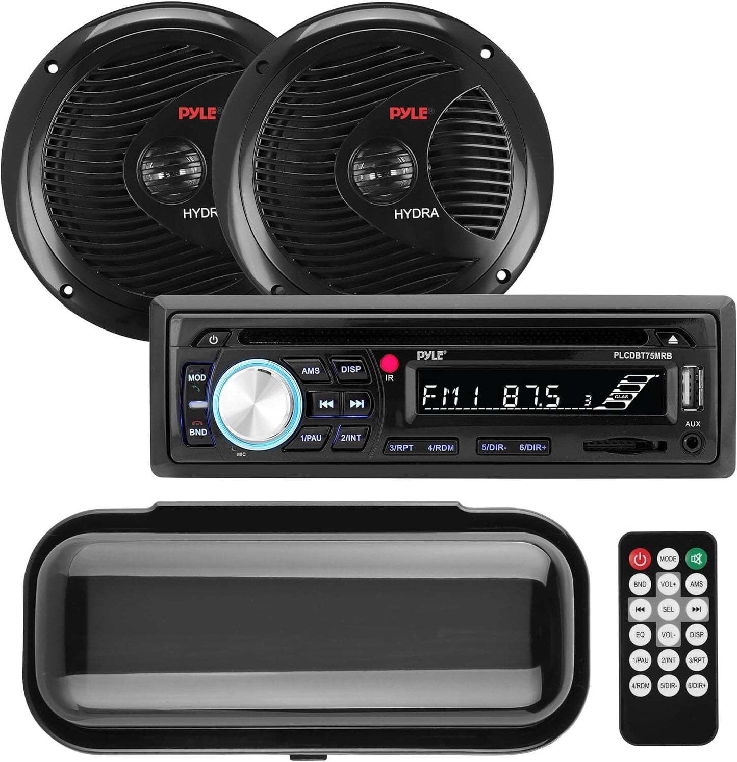 Pyle, Bluetooth Car Stereo, Single DIN Radio, Marine Stereo Receiver Kit
