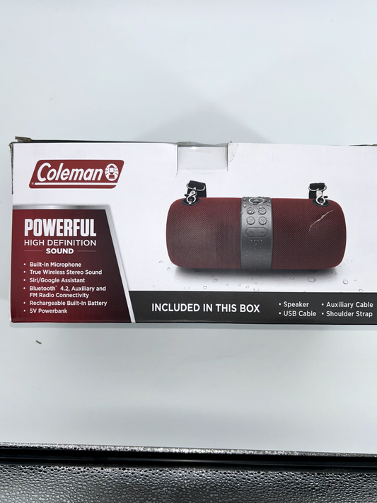 Coleman Wireless Speaker Chargeable - Strap-True Wireless Stereo Bluetooth - Red