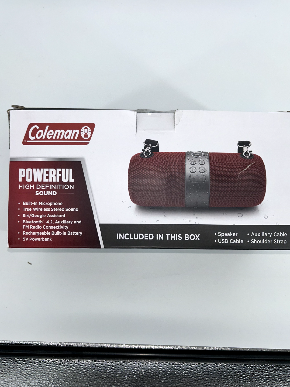 Coleman Wireless Speaker Chargeable - Strap-True Wireless Stereo Bluetooth - Red