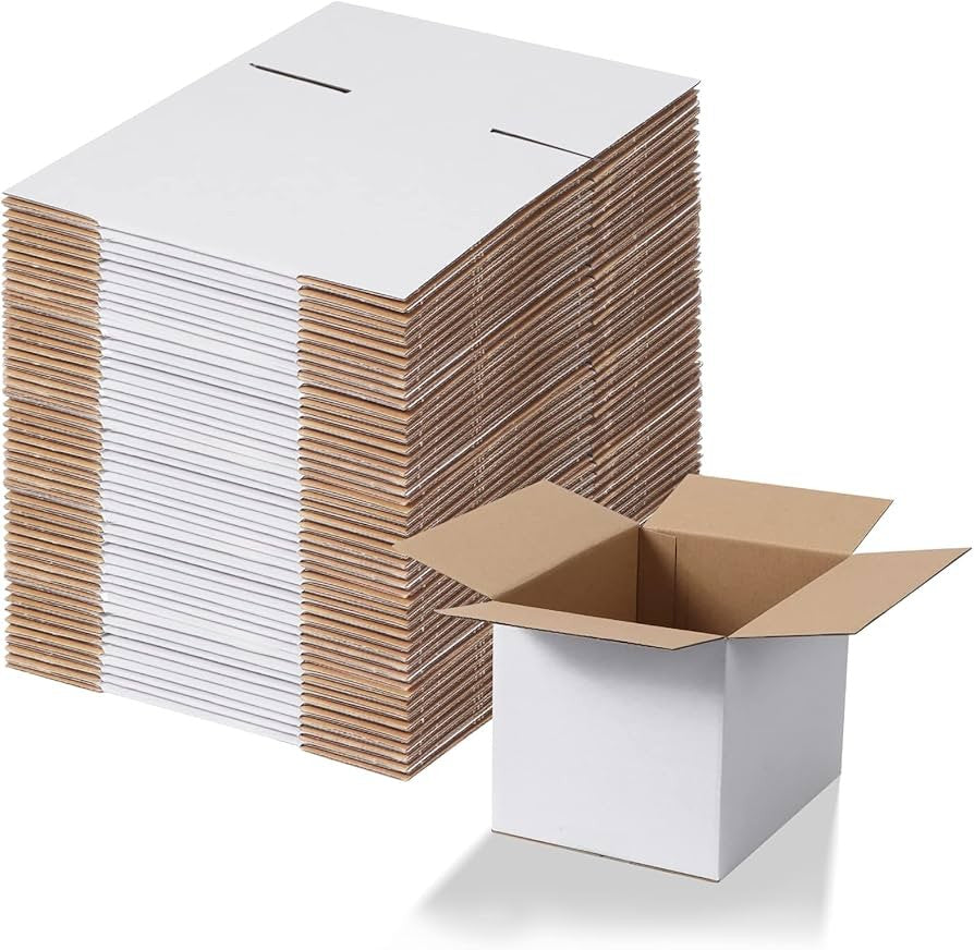 Calenzana 8x5x3 Shipping Boxes Set of 40, White Corrugated Cardboard Box