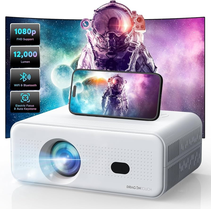 [Electric Focus] Mini Projector with 5G WiFi 6 and Bluetooth, Support FHD 1080P