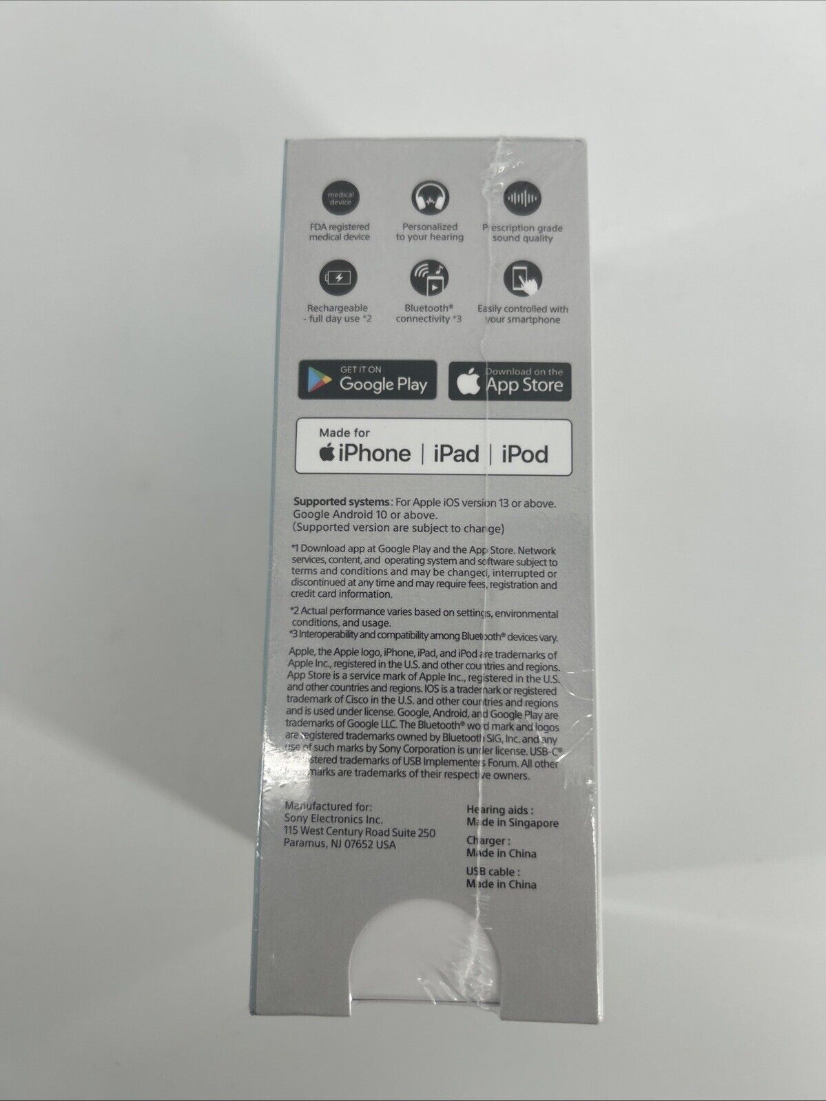 Sony CRE-E10 Self-Fitting OTC Hearing Aids -FDA Approved - Factory Sealed