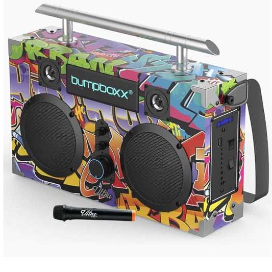 Bumpboxx Bluetooth Boombox Ultra Plus Graffiti | Retro Boombox with Bluetooth