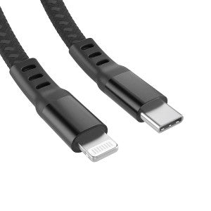 Just Wireless 10' Ultra Braided Lightning to USB-C Flat Cable - Slate Black