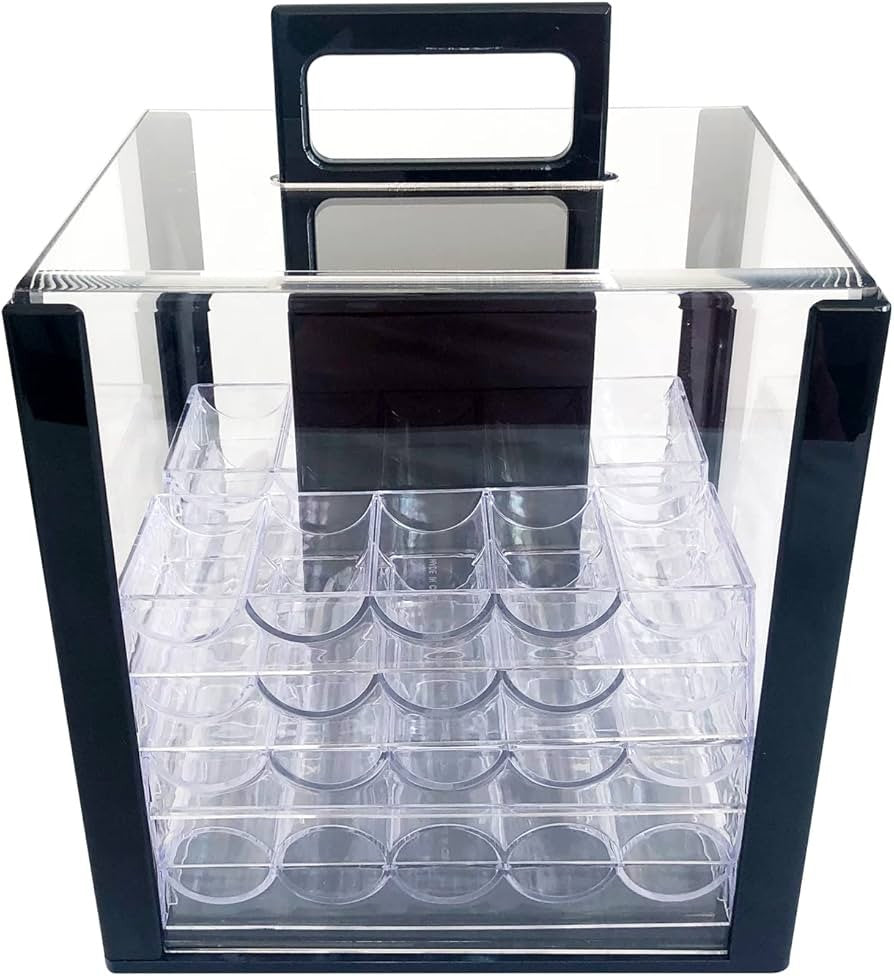 Yuanhe Deluxe Acrylic Poker Chip Case - 1000 Chips Capacity, 10 Chip Racks/Trays