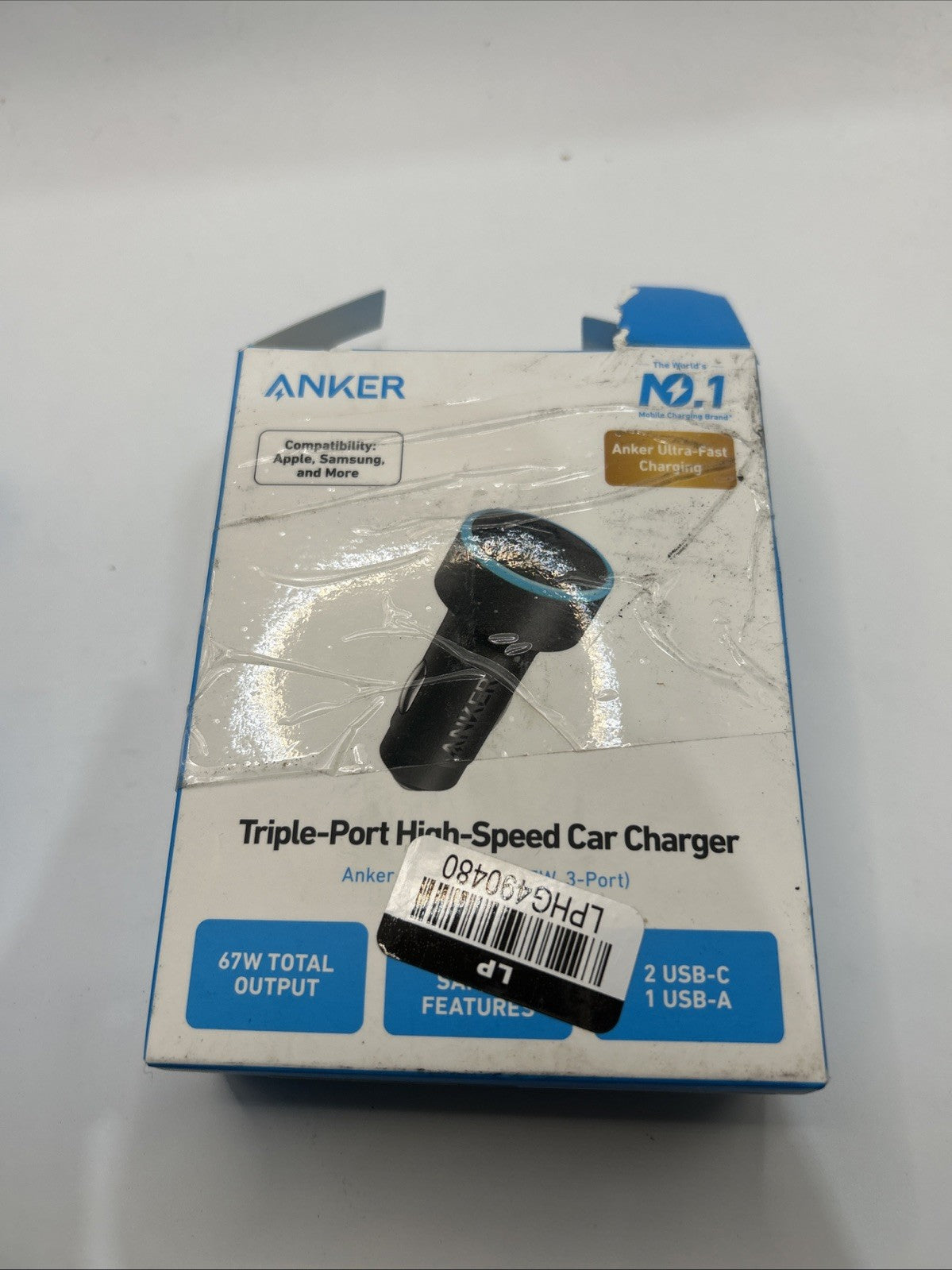Lot Of 3 Anker - 10' 60W USB-C to USB-c - Usb A -/USB C / High Speed Car Charger