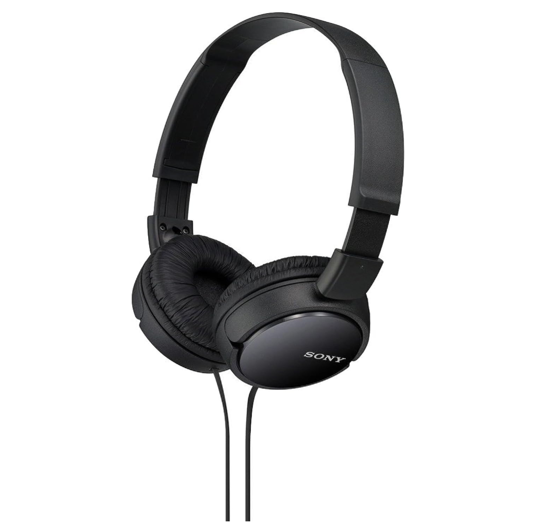 Sony MDR-ZX110 Over-Ear Monitor Headphones - Black, Lightweight, Clear Sound