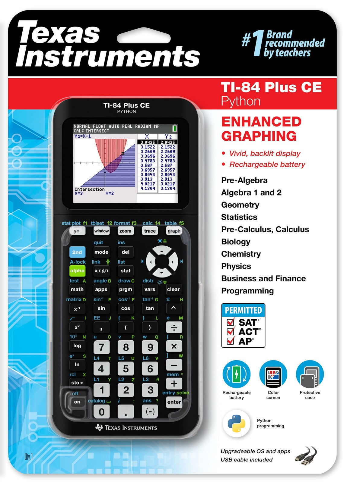 Texas Instruments 84 Plus CE Graphing Calculator - Black