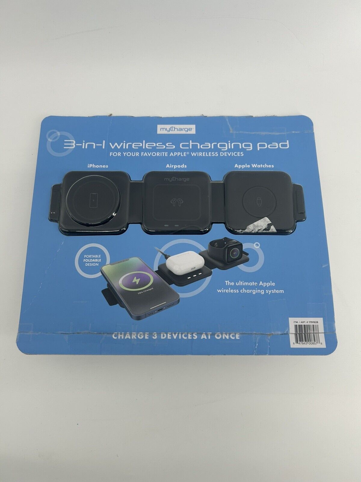 MyCharge 3-in-1 Folding Wireless Charging Pad USED - Opened / Tested Excellent