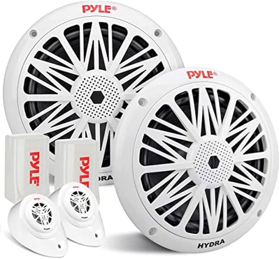 Pyle 200 Watt Marine Speaker System - Weather Resistant Dual 2 Way 6.5 Inch