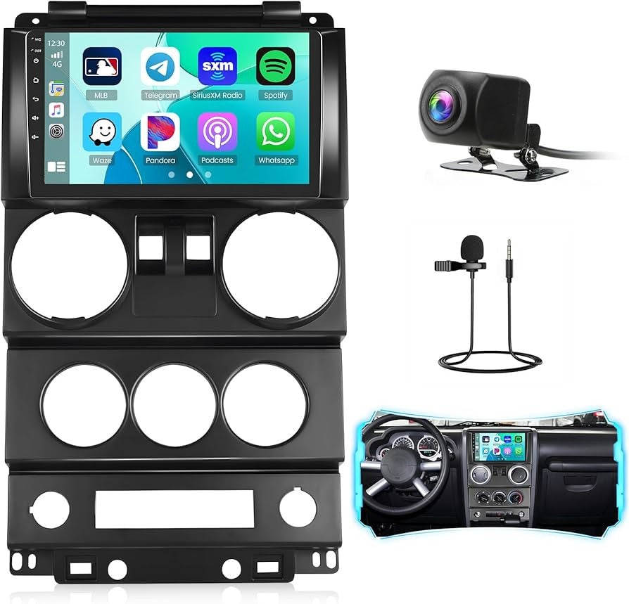 Roinvou [2G+64G] Car Radio for Jeep Wrangler (2 Doors) 2007-2010